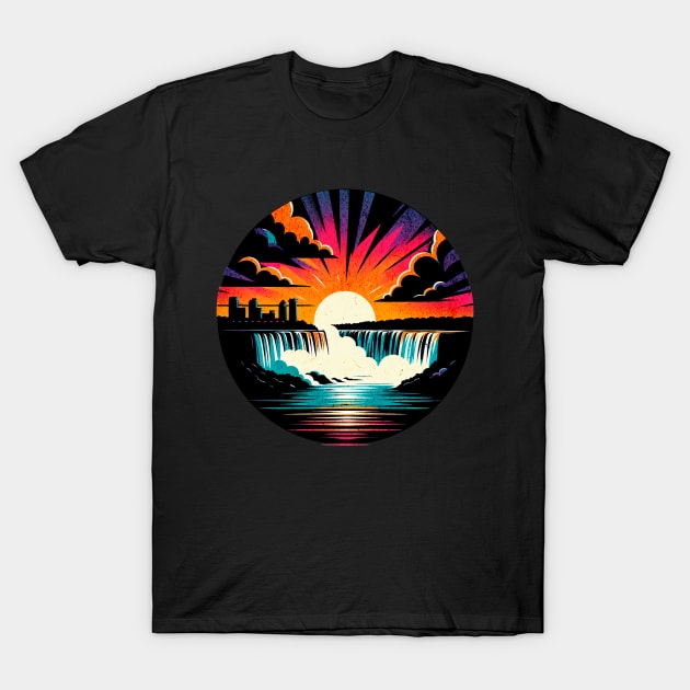 Niagara Falls Vintage Circle Design T-Shirt by Miami Neon Designs